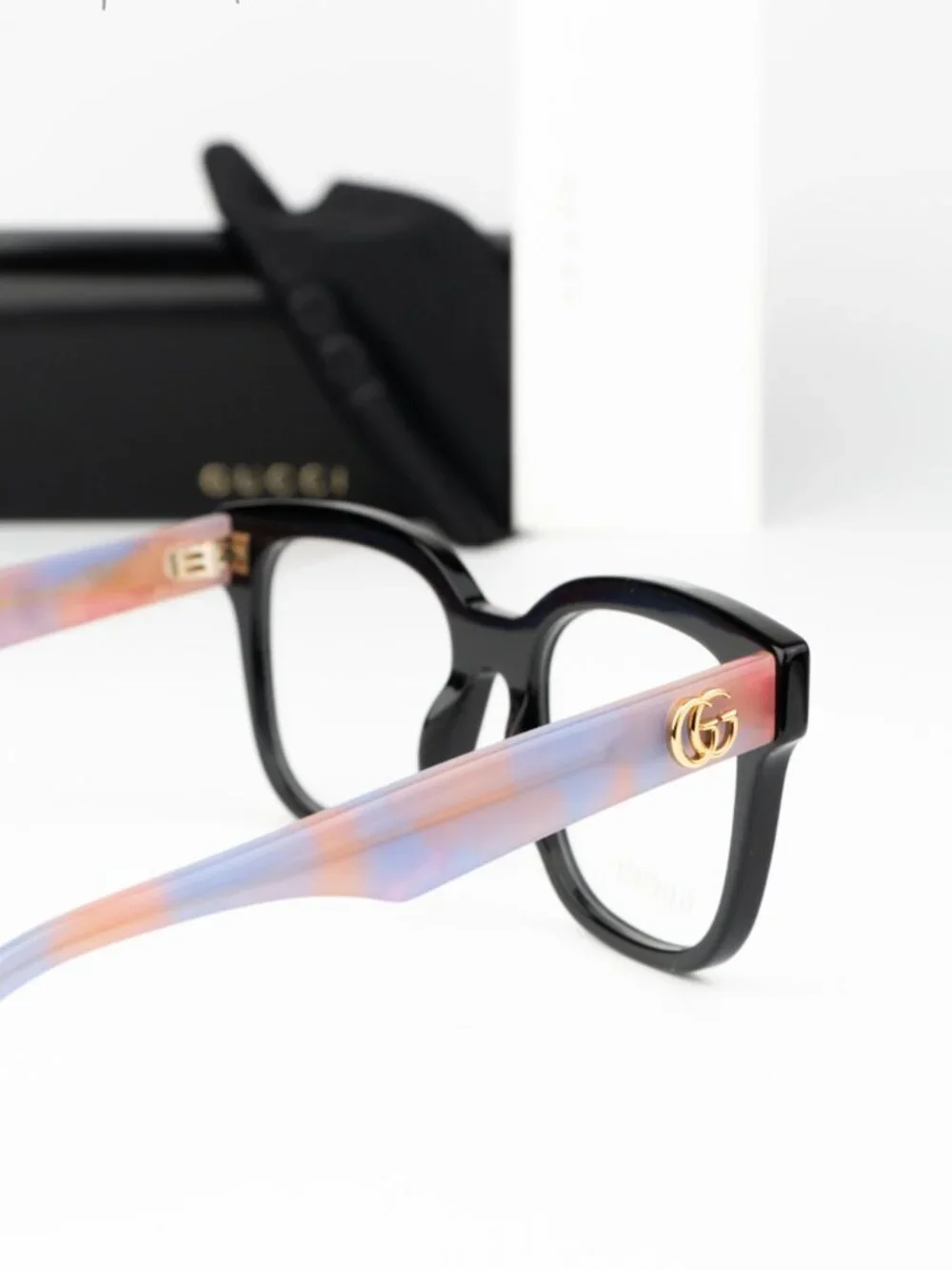 Gucci Women Eyeglasses Black Pink Havana Demo Square GG0958O 011 NEW AUTHENTIC